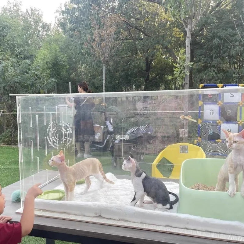 Transparent Acrylic Cat Cage Display Cabinet Portable Luxury Pet Household Professional Ventilate Pet Products Cages Accessories