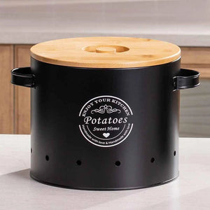 Vegetables Storage Bin Fresh Vegetable Keeper with Bamboo Lid and Handle Kitchen Organization Storage Jar for Counter Restaurant