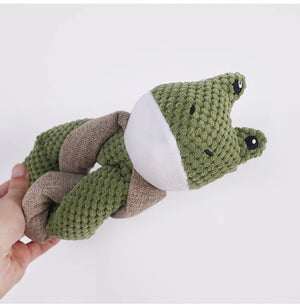 Bite Resistant Rabbit Fur Plush Dog Toy Durable Linen Squeaky Toy for Puppies and Medium Dogs with Soft Burlap and Rabbit Hair