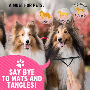 Dog Comb Grooming Rake Long Tooth Steel Comb Wood Handle Pet Dehedding Tools Grip Comfortable Antirust Clean Brush