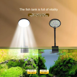 Fish Tank Clip Light, Color Changing and Dimming, USB Interface, Landscaping, Blue white light switching Brightening