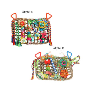 Bird Foraging Wall Toys with Various Toys with Hanging Hook Chewing Toy Climbing for Finches Budgie Cockatiel Love Birds Macaws
