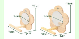 Bird Mirror Wooden Interactive Play Toy With Perch For Small Parrot Budgies Parakeet Cockatiel Conure Lovebird Cage Accessories