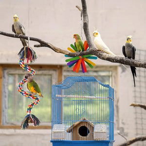 Bird Shredding Toys Wooden Blocks Colorful Parrot Chewing Foraging Hanging Toy for Parakeets Love Birds Budgies