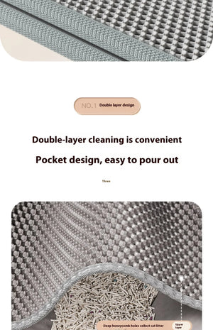 Cat Litter Mat 2-Layer Design Premium Sand Trapping Technology Waterproof Base Non-Slip Pet Floor Protector for Indoor Kittens