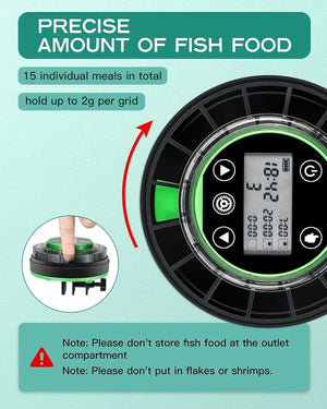 Aquarium Automatic Food Dispenser Automatic Fish Feeder USB Rechargeable Auto Fish Food Dispenser with Timer LCD Display