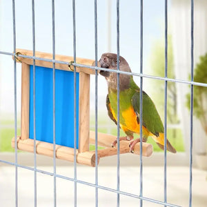 Bird Mirror Toy with Perch Stand for Parrots Budgies Parakeets Cockatiels Conures Finches Lovebirds Canaries Macaws Cockatoos