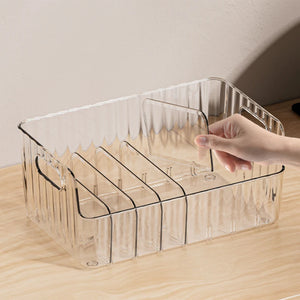 Storage Box With Partitions Refrigerator Organizer Bin Plastic Food Storage Organizer Tapes, Books, Seasoning Bags Storage Boxes