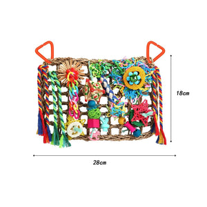 Bird Foraging Wall Toys with Various Toys with Hanging Hook Chewing Toy Climbing for Finches Budgie Cockatiel Love Birds Macaws