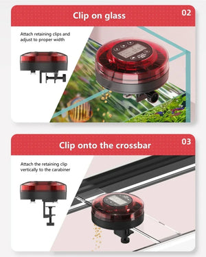 Aquarium Automatic Food Dispenser Automatic Fish Feeder USB Rechargeable Auto Fish Food Dispenser with Timer LCD Display