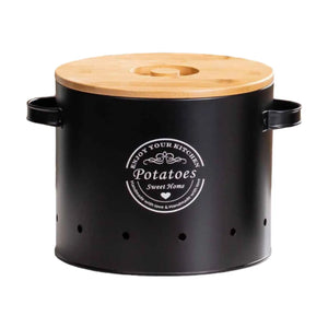Vegetables Storage Bin Fresh Vegetable Keeper with Bamboo Lid and Handle Kitchen Organization Storage Jar for Counter Restaurant