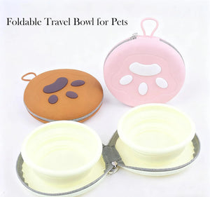 Dog Bowls,2-in-1 Pet Bowls with Zipper Carrying Case and Carabiner Clip for Traveling Hiking Camping Walking,Pink