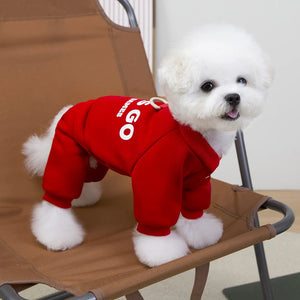 Dog Letters Clothes 4 Legs Jumpsuit Sweatshirt Soft Warm Dog Outfit Pullover Dog Winter Clothes Sweater for Small Medium Dogs