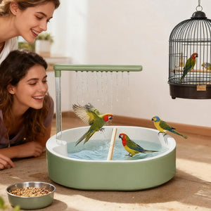 Bird Bath Quiet USB Pump Anti-Splash Indoor Bird Shower for Cage for Finch Lovebird Conure Canary Cockatiel Parakeet Cockatoo