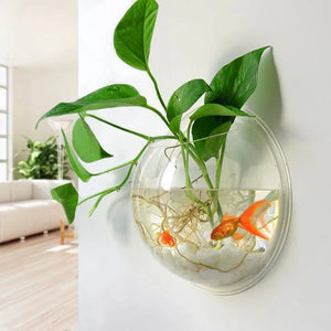 Wall Hanging Fish  Acrylic Fish Bowl Hanging Decorative Container Wall Hanging Fish