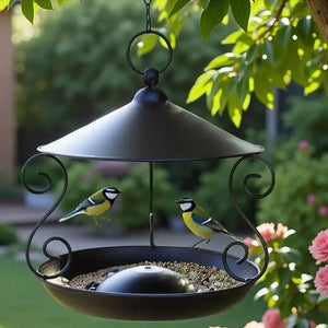 Iron Bird Feeder Windproof Rainproof Bird Food Dispenser Hanging Multi-purpose Bird Feeding Tray Hummingbird
