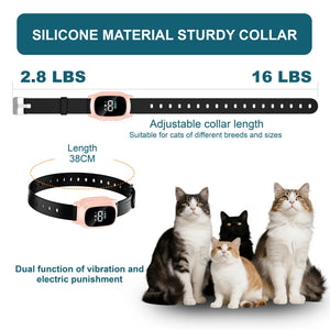 Automatic Cat Training Collar Suitable for Cats &Kittens, Cat Meowing Collar,Anti Meow Collar-Waterproof and Rechargeable