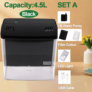 Fish Tank Mini Fish Tank Desktop Fish Tank Home With Led Light and Water Pump USB Connect Plastic Material Fish Tank